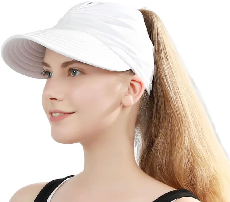 ZYAWP Sun Hat Women Sun Beach Visor Cap UV Protection with Wide Brim for Sports Beach Golf Hiking - Image 1